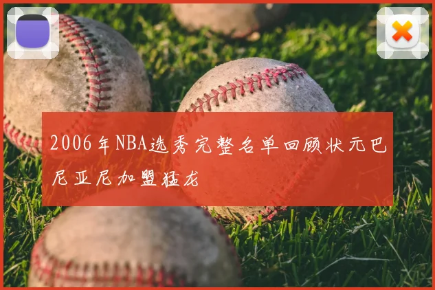 2006年NBA选秀完整名单回顾状元巴尼亚尼加盟猛龙